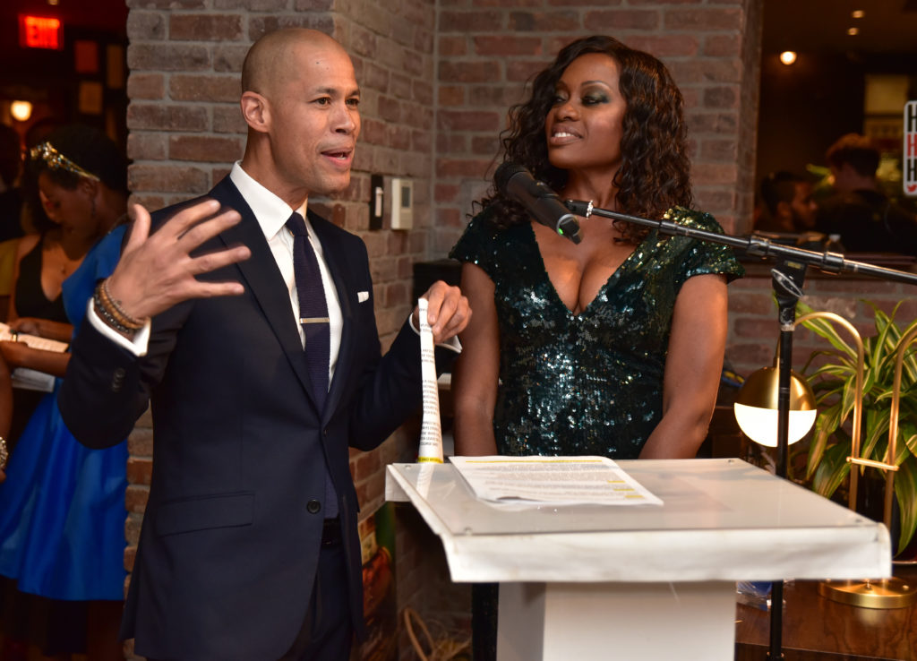 Co-hosts Vladimir Duthiers and Midwin Charles at the Haitian Roundtable's 10th Anniversary Soiree. Photo: David Paul