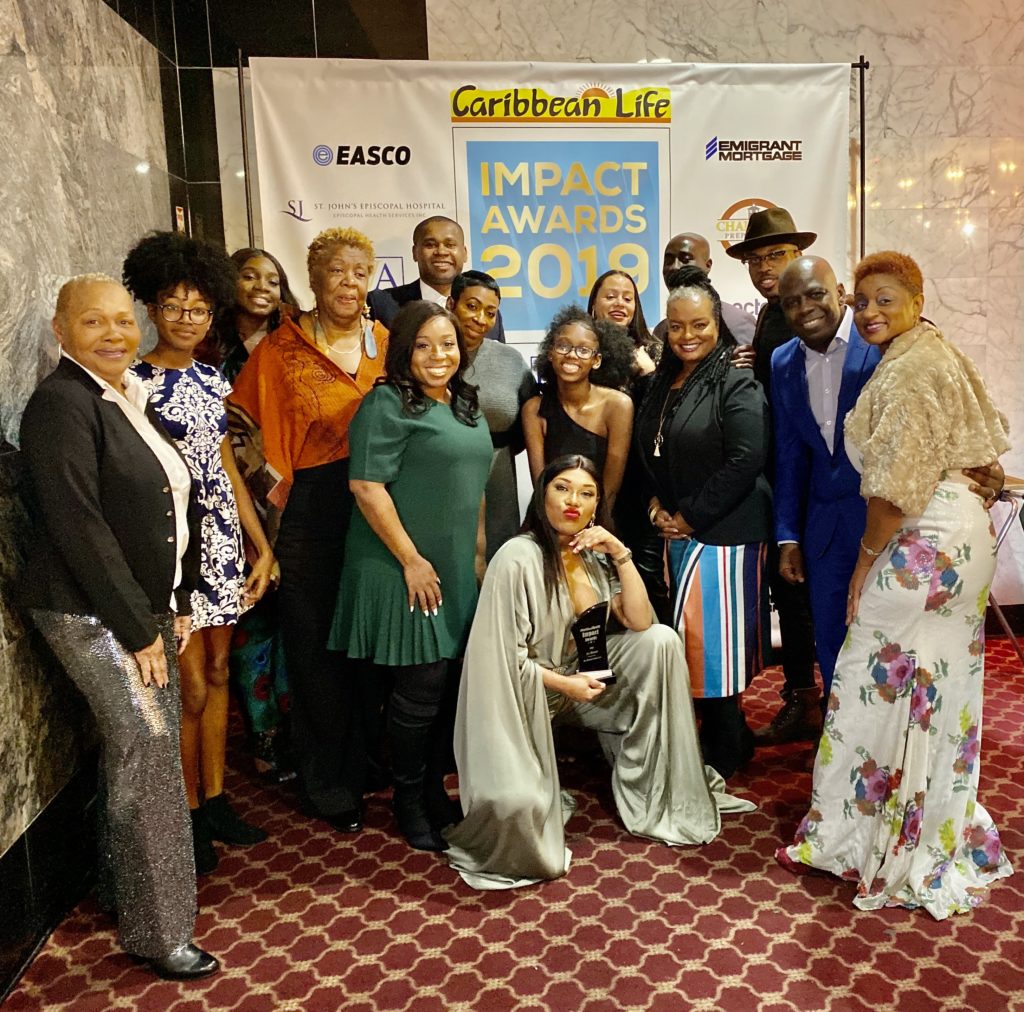 Jay Blessed and her tribe at the 2019 Caribbean Impact Awards, where the Caribbean blogger and podcaster was honored. 