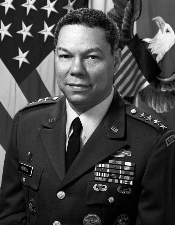 Colin Luther Powell, (born April 5, 1937 in Harlem), is an American politician and retired four-star general in the United States Army. He was the 65th United States Secretary of State, serving under Republican President George W. Bush. Colin Powell was the first African American appointed as the U.S. Secretary of State, and so far the only, to serve on the Joint Chiefs of Staff.  