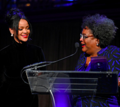 Rihanna and Prime Minister of Barbados Mia Mottley - 4000 tablets